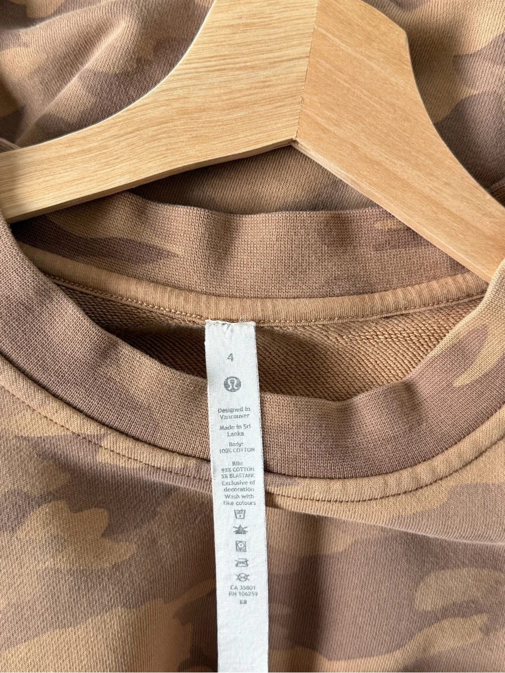 Lululemon Perfectly Oversized Crew Heritage 365 Camo Beige Multi